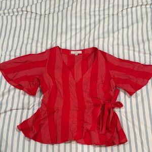Loft Red Wrap Top
